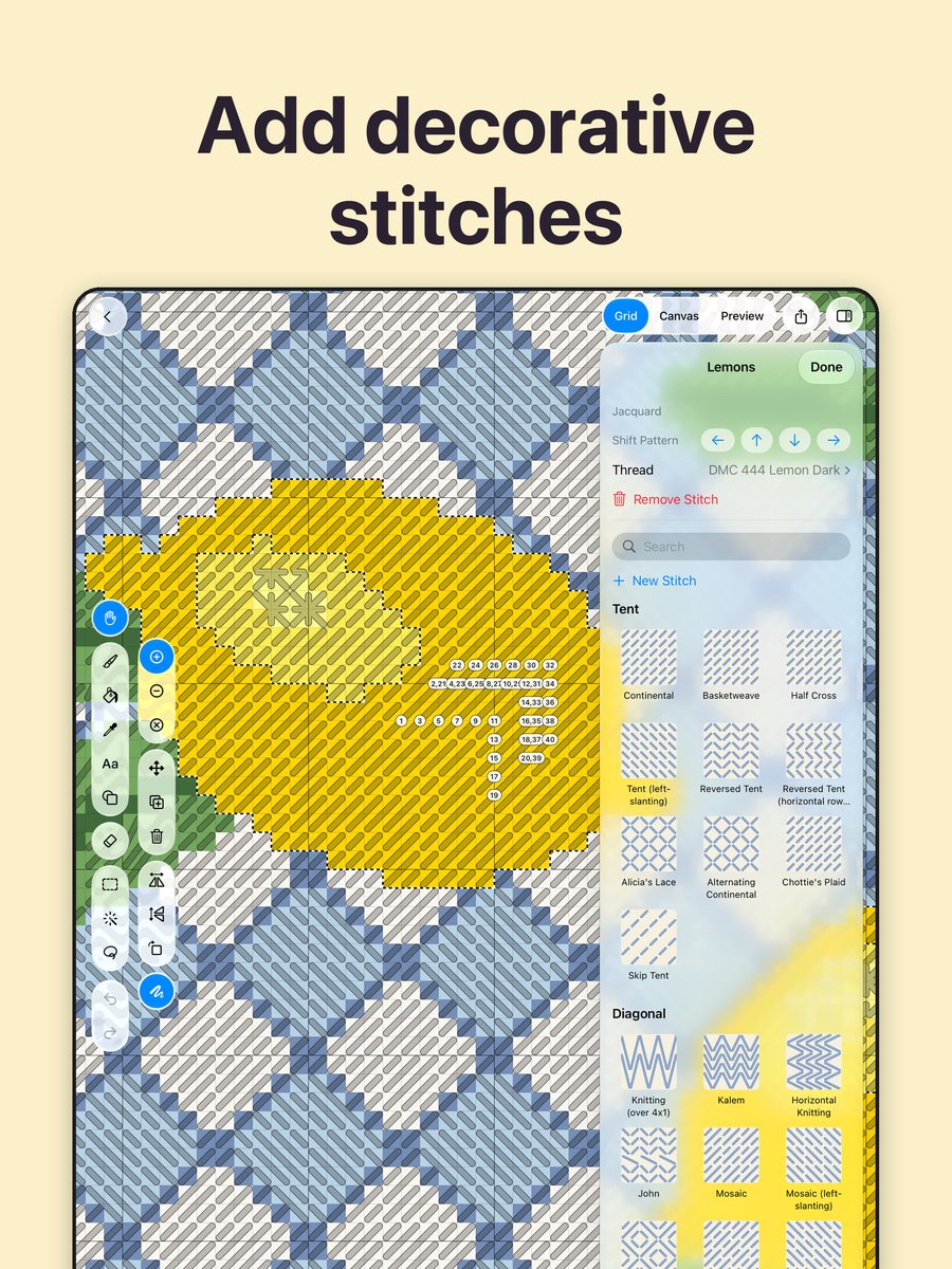 Add decorative stitches, on iPad
