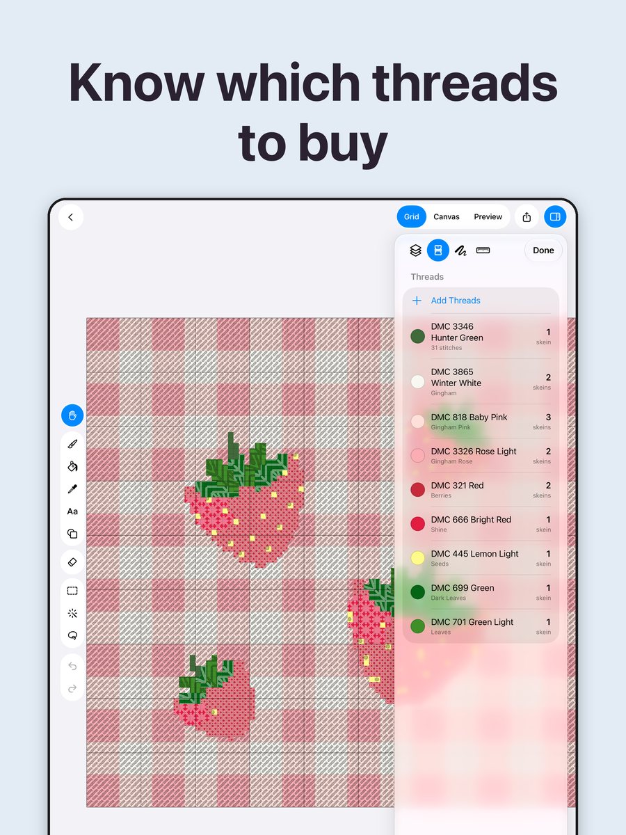 Know which threads to buy, on iPad